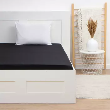 Простыня евро «Этель» Jet black, 220240 см, мако-сатин, хлопок 100%