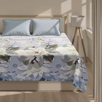 Простыня 2 спальная Этель «Кувшинки», 200220 см, бязь, хлопок 100%