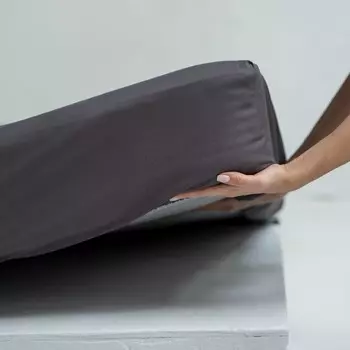 Простыня на резинке «Эра», размер 200х160х25 см, цвет тёмно-серый