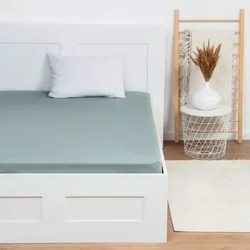 Простыня на резинке Этель 140х200х25, цвет серо-зелёный, 100% хлопок, бязь 125г/м2