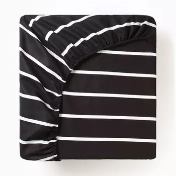 Простыня на резинке Этель 160*200*25 см "Black stripes", 100% хлопок, поплин, 125 гр/м2