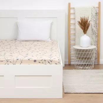 Простыня на резинке "Этель" Flowers (вид 1), 160х200х25 см, 100% хлопок, поплин