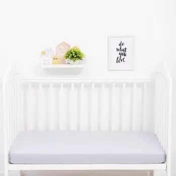 Простыня на резинке "Крошка Я", 60*120+20 см, серый