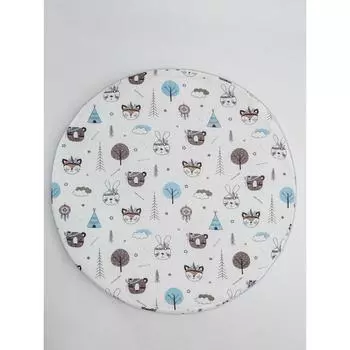 Простыня на резинке круглая, размер 75х75х12 см, принт индейцы