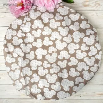 Простыня на резинке круглая, размер 75×75×12 см, мышонок кофе, бязь