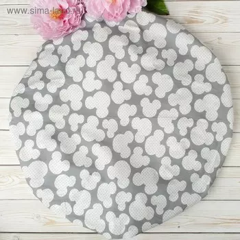 Простыня на резинке круглая, размер 75×75×12 см, мышонок серый, бязь