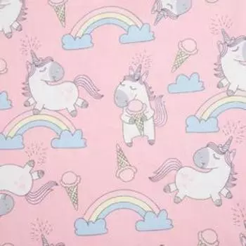 Простыня на резинке "LoveLife" Радужные единороги 60*120+20 см, 100 % хлопок