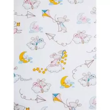 Простыня на резинке «Мышата в облаках», размер 125х75х12 см