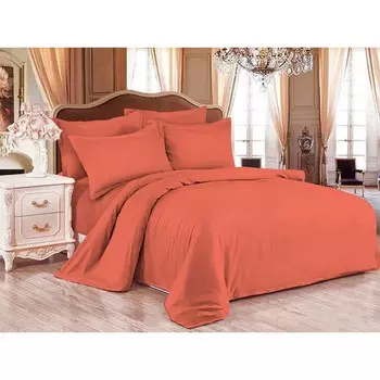 Простыня на резинке, размер 140х200 см, цвет коралл