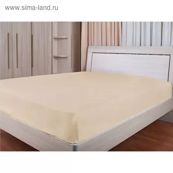 Простыня на резинке, размер 160х200 см, цвет кремовый