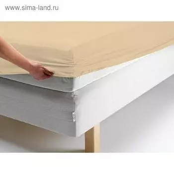 Простыня на резинке, размер 160х200х20 см, цвет персиковый