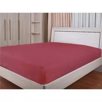 Простыня на резинке, размер 180х200 см, цвет ягодный