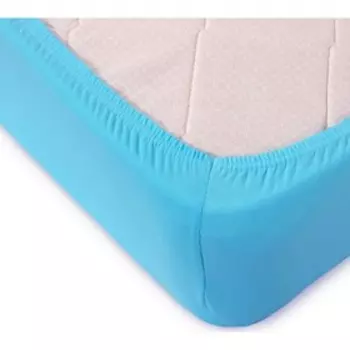 Простыня на резинке, размер 200х200 см, цвет голубой