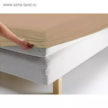 Простыня на резинке, размер 200х200х20 см, цвет бежевый