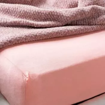 Простыня на резинке, размер 200х200х20см, абрикосовый, кулирка 120гр, 100% хлопок