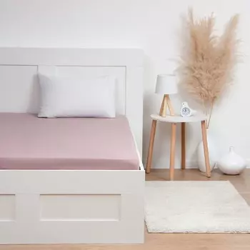 Простыня на резинке, размер 200х200х20см, розовый, кулирка 120гр, 100% хлопок