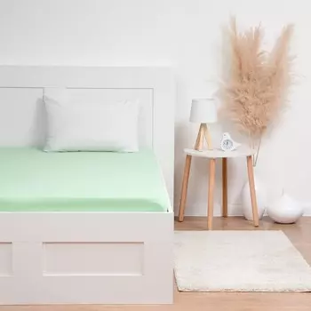 Простыня на резинке, размер 200х200х20см, салатовый, кулирка 120гр, 100% хлопок