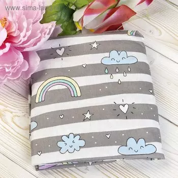 Простыня на резинке, размер 7512512 см, бязь, принт радуга