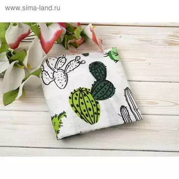 Простыня на резинке, размер 7512512 см, бязь, принт кактусы