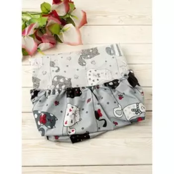 Простыня на резинке Amarobaby, бязь, размер 75х125х12 см, принт котики, цвет серый