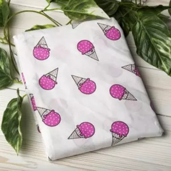 Простыня на резинке, размер 75×125×12 см, бязь, принт мороженое