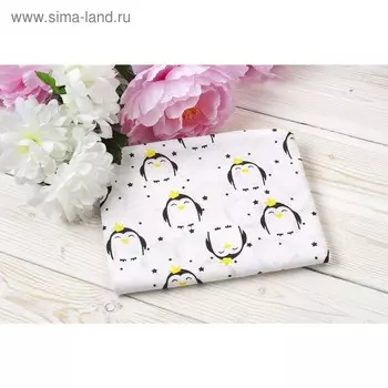 Простыня на резинке Amarobaby, бязь, размер 75х125х12 см, принт пингвины