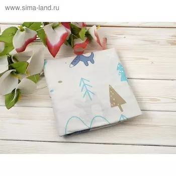 Простыня на резинке, размер 75×125×12 см, бязь, принт в лесу