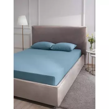 Простыня на резинке Sea wave, размер 180х200х20 см, голубой