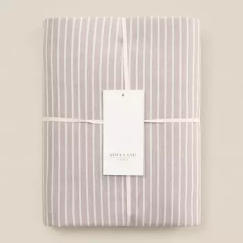 Простыня на резинке SL Home Cotton 200*200+30 см, цв.бежевый/белый, 100% жатый хлопок