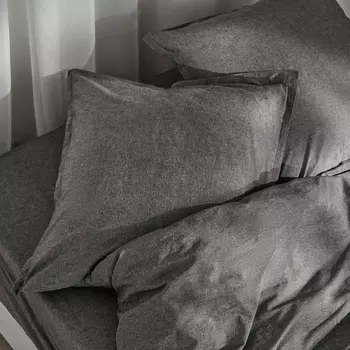 Простыня на резинке SL Home "Деним" 200*200+30 см, цв.темно-серый, 100% жатый хлопок