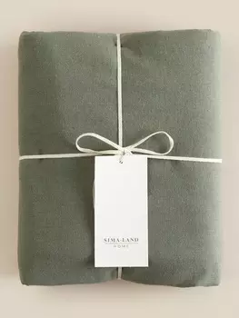 Простыня на резинке SL Home Linen collection 160*200+30 см , цв.зелёный, лён30%/хлопок70%