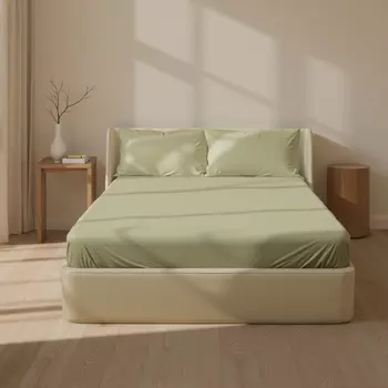 Простыня на резинке SL Home Modal 200200+30 см, оливковая