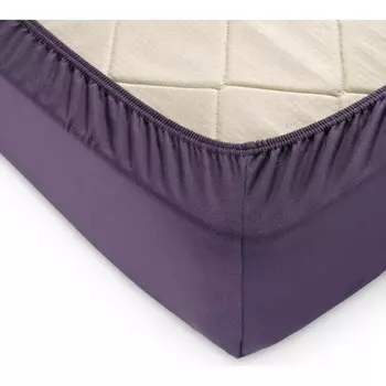 Простыня на резинке ТЕКС-Дизайн, трикотаж, размер 90х200х20 см, цвет баклажановый