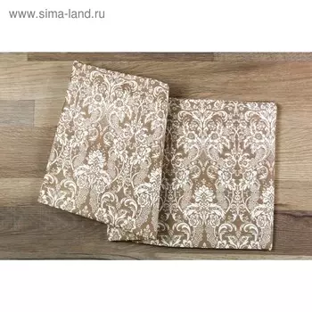 Простыня, размер 150 210 см, принт дамаск, цвет кофейный