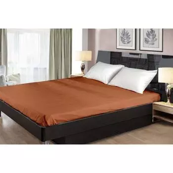 Простыня, размер резинке 160х200 см, цвет терракот