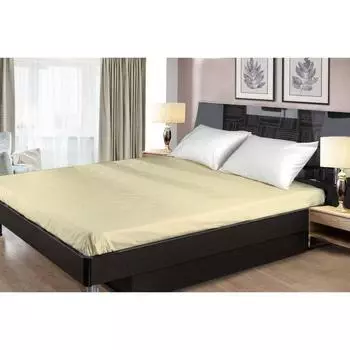 Простыня, размер резинке 180х200 см, цвет светло-бежевый