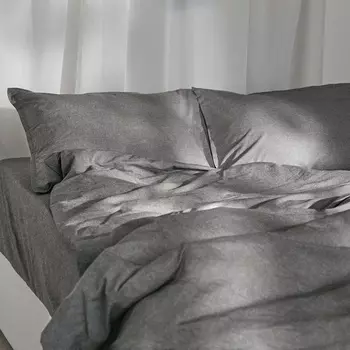 Простыня евро SL Home «Деним», 235245 см, тёмно-серая, жатый хлопок