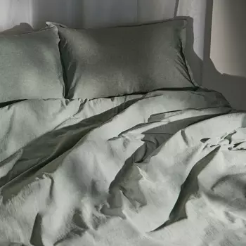 Простыня евро SL Home «Деним», 235245 см, оливковая, жатый хлопок