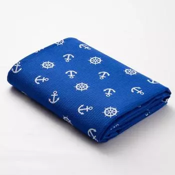 Простыня вафельная для бани Экономь и Я «Якоря» 150х180 см, цвет синий, 150 гр/м2, 100% хлопок