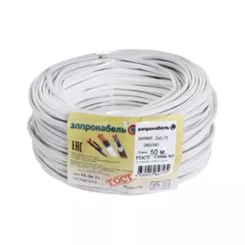 Провод гибкий плоский ПромЭл ШВВП, 2х0.75, 50 м, ГОСТ