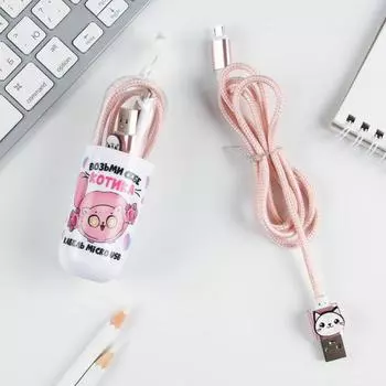 Провод Micro USB в колбе "Котик", 1м