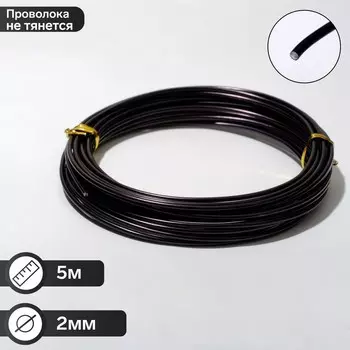 Проволока для плетения d=2 мм, намотка 5 м, цвет чёрный