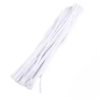 Проволока с ворсом для поделок и декора набор 50 шт., размер 1 шт. 30 0,6 см, цвет белый