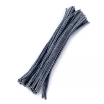 Синельная проволока с ворсом для поделок и декора набор 50 шт., размер 1 шт. — 300.6 см, цвет серый