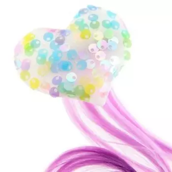 Прядь для волос "Сердечко" на заколке, 40 см МИКС