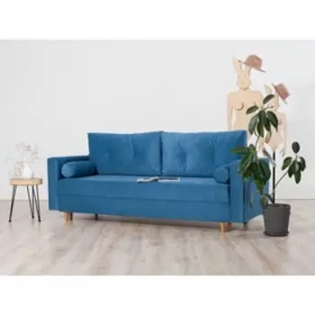 Диван прямой «Киото», механизм еврокнижка, велюр, цвет синий