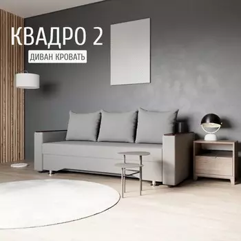 Прямой диван «Квадро 2», ППУ, механизм еврокнижка, велюр, цвет квест 014