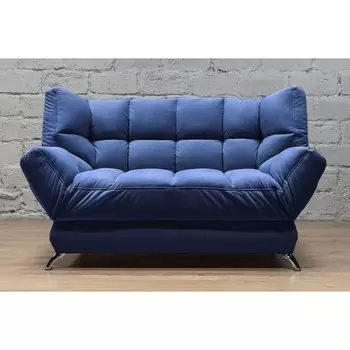 Прямой диван «Люкс 2», механизм клик-кляк, велюр, цвет selfie deep blue