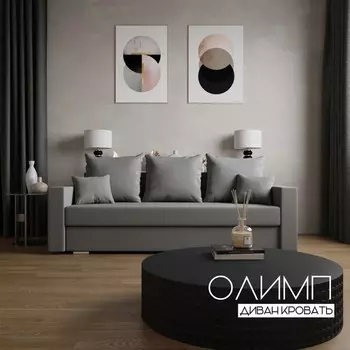 Прямой диван «Олимп 1», ППУ, механизм еврокнижка, велюр, цвет квест 014