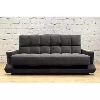 Прямой диван «Прайм 5», книжка, микровелюр, НПБ, цвет графит / МДФ светлый